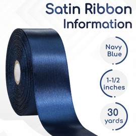 Aoropo Navy Blue Satin Ribbon 1-1/2 Inch 30 Yards, Deep Blue Ribbon for Gift Wrapping, Flower Bouquet, Crafts, Hair Accesories, Christmas, Wedding and Birthday