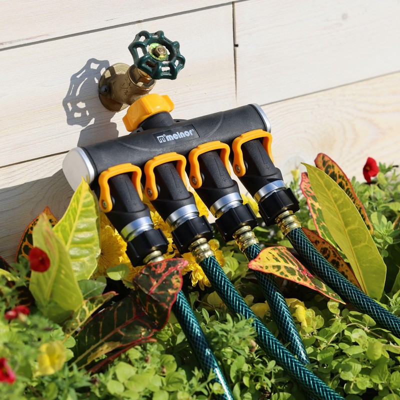 Melnor 65135AMZ 4 Way Lever Flow Through Valve Connector Bundle,