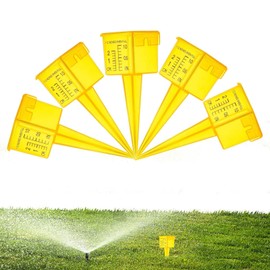 Sprinkler Water Gauge | Translucent Yellow Water Meter - Wide Mouth Square Sprinkler Catch Cups, Reusable Rain Meter with Stake for Outdoor Water Measuring