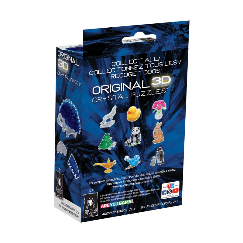 BePuzzled New - BePuzzled 3D Crystal Puzzle - Hedgehog (Blue):