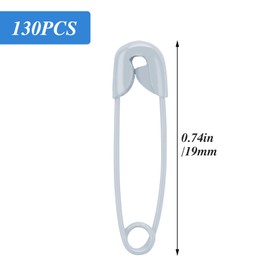Pack of 130 Safety Pins, Small, White, Mini Safety Pins for Clothing, Metal Safety Pins for Crafts, Sewing and Jewellery Making (0.74 inches)