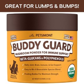 Petsmont Buddy Guard for Lumps and Bumps, Lipoma for Dogs & Cats with Organic 8 Mushroom Powder Blend Natural Dog Probiotic & Immune Support