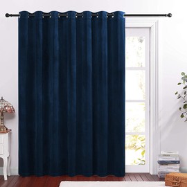 StangH Navy Velvet Curtains for Sliding Door Thermal Insulated Luxury Room Dividers Blackout Bedroom Drapes Grommet Window Curtain Panels for Guest Room/Living Room, Navy Blue, W100 x L84, 1 Panel