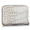 [VOICE] Italian Cowhide Leather Round Zipper Chabara Card Case, WH/BL