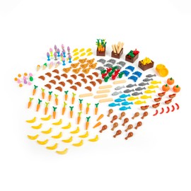 Minizfigs Food Accessories Building Toy 83 Pieces Variety Bulk Classic City Farm Kitchen Garden Friends Animals Drinks Building Bricks for Mini figures - Ideal Food Brick Party Favor for Creative Kids