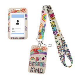 ID Badge Holder with Lanyard for Keys, Cute Pink Heart Work ID Card Holder, Neck Lanyard Strap Hard Vertical Card Protectorfor Women Nurse Teacher Student Kids Office