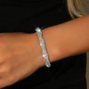 Douxsu Bling Rhinestone Stretch Tennis Bracelet for Women, Sparkly Silver