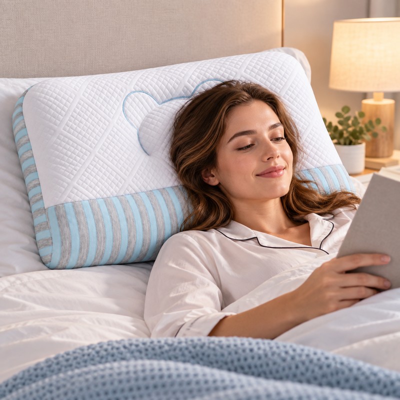 Contoured Bed Pillow for Neck Support – Washable Microfiber-Filled Pillow