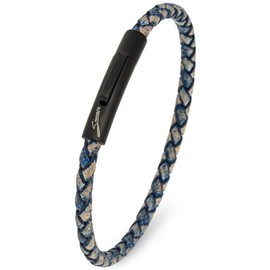 Simaru Leather Bracelet, 4 mm Braided for Men and Women, Genuine Leather Bracelet with Stainless Steel Hook Clasp, Premium Quality, Made in Germany, Leather, 0