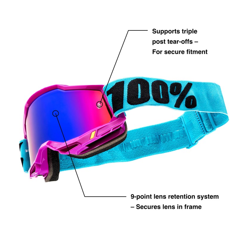 100% MÁSCARAS Unisex Adult Accuri 2 Goggle Red-Clear Lens Glasses,