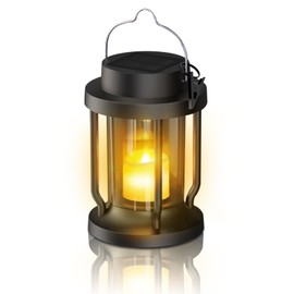 FriutShine Solar Lantern Outdoor & Indoor Use – Hanging Solar Lights with Realistic Flickering Flameless Candle, Weatherproof for Gardens, Patios, Trees, and Lawns (Black, 1 Pack)