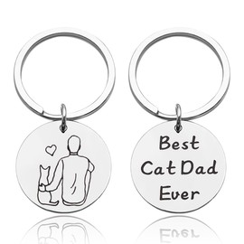 Cat Dad Gifts Keychain for Men Boys Cat Daddy Gifts for Cat Lover Birthday Christmas Gifts for Cat Dad Cat Gift for Cat Grandad Valentines Retirement Gifts for Cat Owners Best Cat Dad Ever Keyring