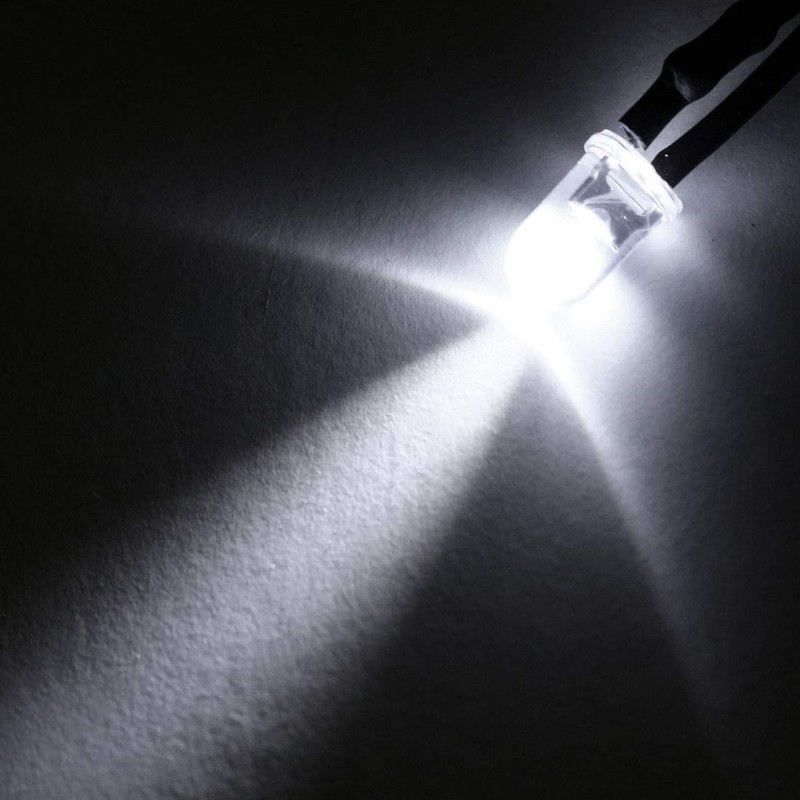 uxcell 10Pcs 3mm Pre Wired LED, White DC24V Clear Lens,