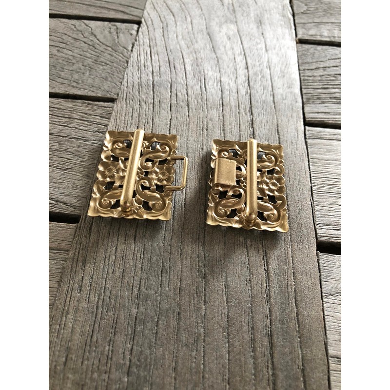 Hartmann-Knöpfe Gold Antique Colours Square Costume Clasp Aprons Clasp Dirndl