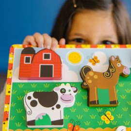 Melissa & Doug Farm Animals Wooden Chunky Puzzle (8 Pcs) Pig/Cow/Horse+ Ages 2-4