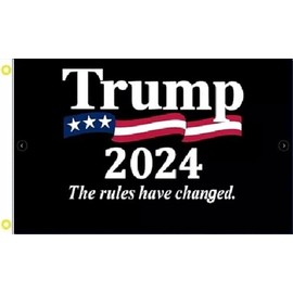 3X5 TRUMP 2024 THE RULES HAVE CHANGED BLACK FLAG BANNER 100D R1