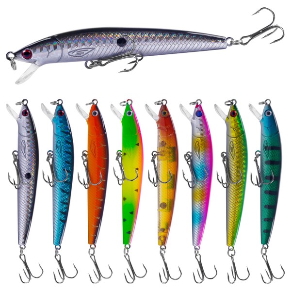 Fishing Lures Kit Hard Bait Set 8pcs Minnow Crankbait Jerkbaits