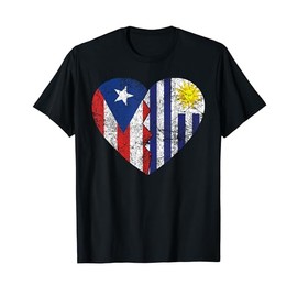 Uruguayan Puerto Rican Flags Heart | Puerto Rico Uruguay T-Shirt