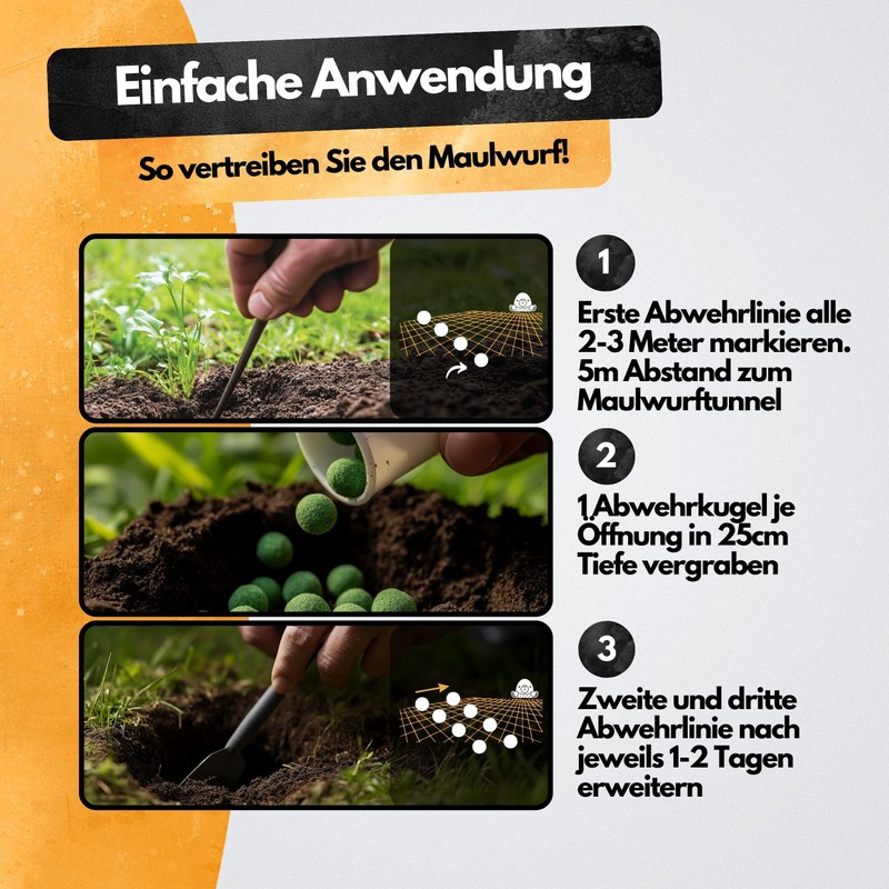 Schädlingsmeister® Mole Repeller and Vole Deterrent – 100 Balls –