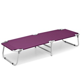 MoNiBloom Camping Cot for Adults Easy Setup Folding Cot Bed with Storage Bag for Outdoor Camping, Lounging and Elevated Napping, Support 300 lbs, Purple