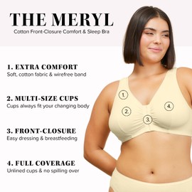 Leading Lady Meryl Cotton Front-Closure Comfort & Sleep Bra - Comfy Cotton Sleep and Leisure Bras For Women.