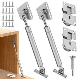 Drop Down Gas Struts, Gas Spring Hinge with 90 Degree Page Turning Axis, Drop Down Hinge for Cabinet, Desk Doors, 100N/22LBS Downward Opening Support (Silver, 2PCS)