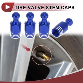 HEROFFIX 4 Pcs Bowling Shape Tire Valve Stem Caps Decorative Tyre Valve Dust Covers 7x28mm Blue Aluminum Alloy