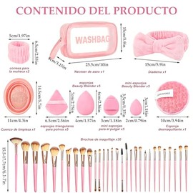56 PCS Set de Brochas para Maquillaje Profesional，Juego de Brochas para Maquillaje Completo, Incluye Esponjas, Pinzas y Cosméticos，Apto para el maquil