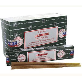 Satya Jasmine Incense Sticks Agarbatti Indian Natural Fragrance Hand Rolled Pack of 3