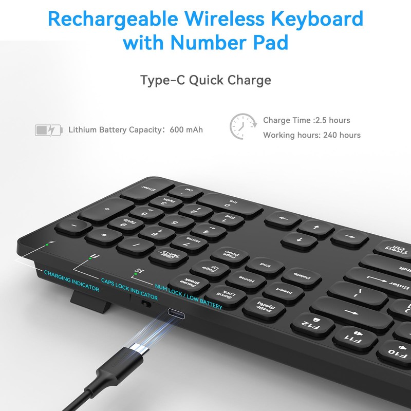 B.FRIENDIT Rechargeable Wireless Keyboard for Mac and Windows, Ultra Slim