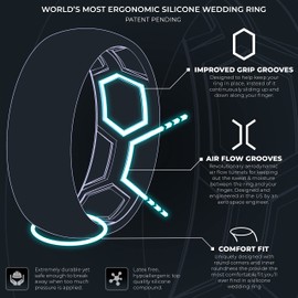 ThunderFit Men's Patterned Silicone Rings, 8mm Wide 2.2mm Thick Rubber Bands,Variety Multipack 1,4,7