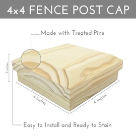 4x4 Wood Flat Top Post Caps. Fits 4x4 Nominal Wood Posts (Actual 3.5”x3.5”). for Outdoor Fences, Mailboxes, & Decks. (4 Pack)