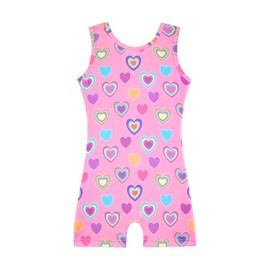 Toddler Girls Leotards for Gymnastics With Shorts Kids 5t Size 5-6 Years Dance Clothes Biketards Sparkle Pink Colorful Hearts Multicolored Rainbow