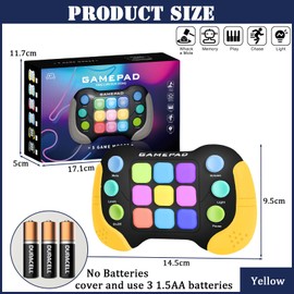 Light Up Pop it Game Quick Push Bubble Game,Yellow Puzzle Pop Games Fidget Toys,Electric Poppet Game,Speed Push Game Machine Popping Game for Kids Boys Girls 5 6 7 8 9 Year Old Christmas Birthday Gift