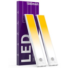 ASOKO HOME Under Cabinet Lights Motion Sensor Light Indoor 3-Light Colors 1500mAh Rechargeable Built-in Battery LED Closet Lights Wireless (3-Light Colors, 2Pack)