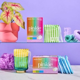 Pinkie Period Starter Pads - Designed for Smaller Underwear - Organic Cotton Topsheet Tween & Teen Pads with Wings - Chlorine Free & Fragrance Free - Teen Combo Pack, 18 Count