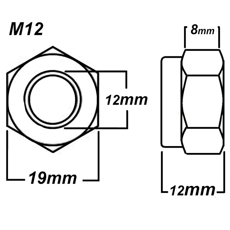 M12 Nyloc Hex Nut Locking Metal Steel Sheet Zinc Plated
