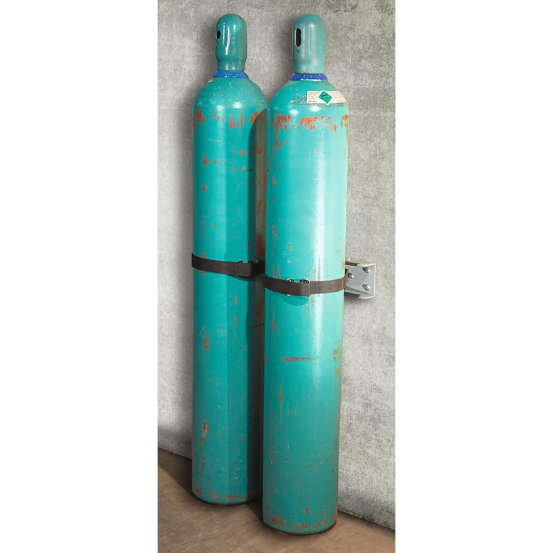Justrite Steel Gas Cylinder Wall Bracket, Holds Two 4"-12" Cylinders,