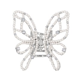 She’s Barbier Fashion Handcrafted Pearl Butterfly Shark Hair Claw Clip, Elegant High-End Half Hair Clip for Women