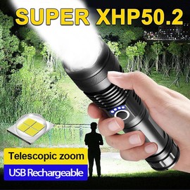 kwznob Rechargeable LED Flashlights 10000 High Lumens, Super Bright Tactical Flashlight with 5 Modes, Powerful Zoomable Flash Light, Waterproof Handheld Flashlight for Hiking Emergencies