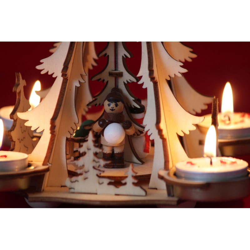 Wichtelstube-Kollektion Christmas Pyramid Winter Children's Pyramid for Tea Lights Christmas