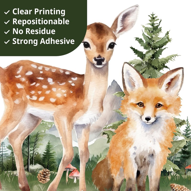 DECOWALL SG4-2422 Wall Stickers with Pine and Forest Animals Mountain