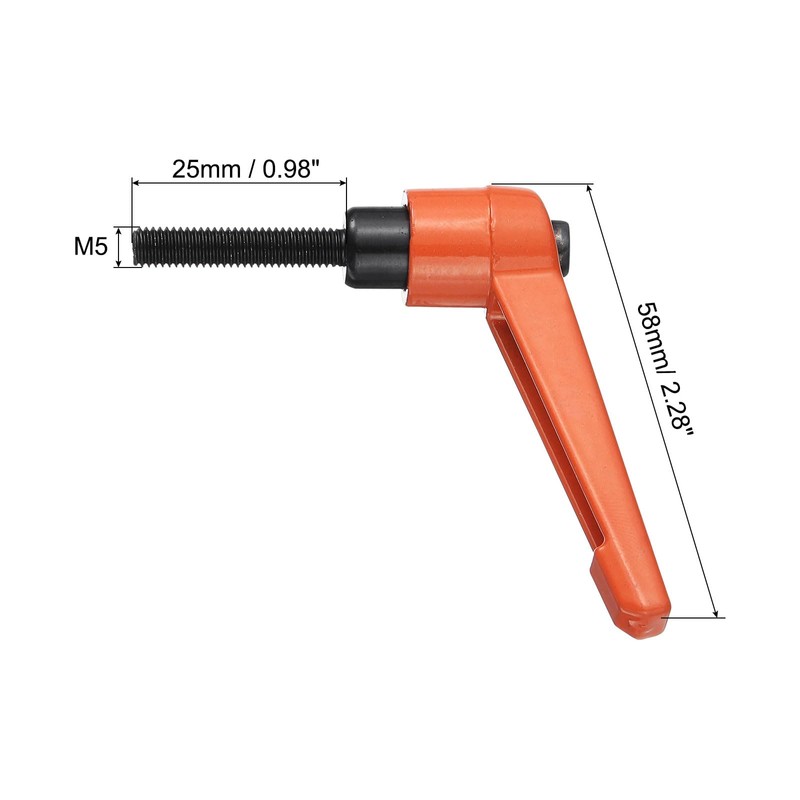 sourcing map M5 x 25mm Handle Adjustable Clamping Lever Thread