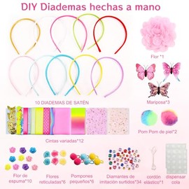 85 PCS Kit de Fabricación de Diademas para Niñas, Haz Tus Propias Diademas de Moda de 10 Piezas, Set de Accesorios para el Pelo DIY, Juegos de Manualidades Juguetes Regalo Cumpleaños para Niñas de 4 a 10 Años