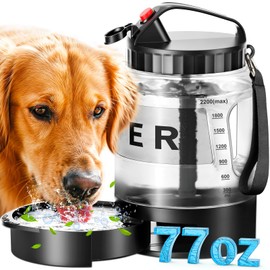 77oz Large Dog Water Bottle Travel - Portable Dog Travel Water Dispenser with Bowl, Ideal for Travelling, Hiking, Camping, Parks, Outdoor, Black