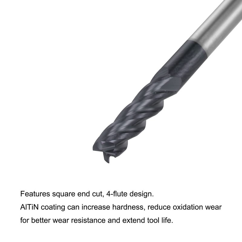 sourcing map Square Nose End Mill, 4mm Tip Dia Solid