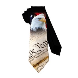 Guhothli Men's Stripe American Flag Necktie USA Flag US Patriotic Neck Tie College Daily Neckties Formal Party Suit Necktie