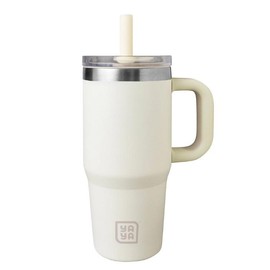 YAYA My First Travel Tumbler for Ages 3+ with Reusable Straw and Spill-Safe Lid, 12oz:_Cream