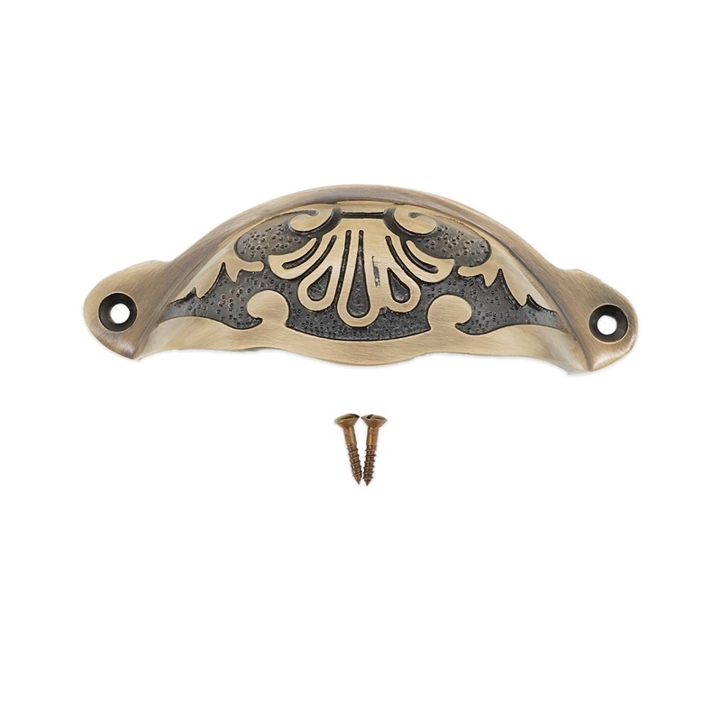 Infinity Decor Traditional Antique Brass Half Moon Floral Cup Shell
