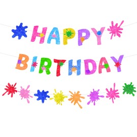 Slime Birthday Party Decorations Slime Happy Birthday Banners Art Paint Party Banner It's Slime Time Party Supplies for Slime Party Decorations